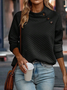 Buckle Mock Neck Simple Solid Color Diamond Jacquard Simple Half Turtleneck Sweatshirt