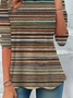 Women's Long Sleeve T-shirt Spring/Fall As Picture Striped Jersey Crew Neck Daily Going Out Casual Top