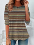 Women's Long Sleeve T-shirt Spring/Fall As Picture Striped Jersey Crew Neck Daily Going Out Casual Top