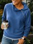 Loose Street Casual Loose Fashion Solid Color Long-sleeved Button Pullover Slant Collar Sweatshirt