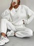 Women's Embossed Plain Daily Going Out Two-Piece Set White Casual Spring/Fall Top With Pants Matching Set