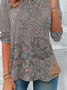 Women's Long Sleeve T-shirt Spring/Fall Gray Floral Jersey Crew Neck Daily Going Out Casual Top