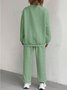 Women's Embossed Plain Daily Going Out Two-Piece Set White Casual Spring/Fall Top With Pants Matching Set