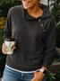 Loose Street Casual Loose Fashion Solid Color Long-sleeved Button Pullover Slant Collar Sweatshirt