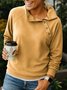 Loose Street Casual Loose Fashion Solid Color Long-sleeved Button Pullover Slant Collar Sweatshirt