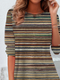 Women's Long Sleeve T-shirt Spring/Fall As Picture Striped Jersey Crew Neck Daily Going Out Casual Top