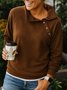 Loose Street Casual Loose Fashion Solid Color Long-sleeved Button Pullover Slant Collar Sweatshirt