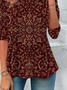 Women's Long Sleeve T-shirt Spring/Fall Crimson Floral Jersey Crew Neck Daily Going Out Casual Top