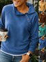 Loose Street Casual Loose Fashion Solid Color Long-sleeved Button Pullover Slant Collar Sweatshirt
