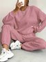 Women's Embossed Plain Daily Going Out Two-Piece Set White Casual Spring/Fall Top With Pants Matching Set