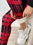 Printing Casual Plaid Extra Thick Lambskin Printed Leggings for Women Winter Plus Velvet Thickened Outerwear Pockets High Waist Warm Cotton Leggings