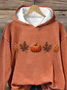 Women's Halloween Pumpkin Maple Leaf Print Casual Long Sleeve Hooded Sweatshirt
