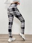 Printing Casual Plaid Extra Thick Lambskin Printed Leggings for Women Winter Plus Velvet Thickened Outerwear Pockets High Waist Warm Cotton Leggings