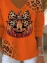 Women's Long Sleeve T-shirt Spring/Fall Orange Halloween (pumpkin) Printing V Neck Daily Going Out Casual Top
