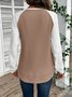 Color Block Crew Neck Casual Cotton T-Shirt