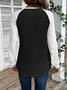 Color Block Crew Neck Casual Cotton T-Shirt