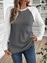 Color Block Crew Neck Casual Cotton T-Shirt