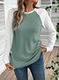 Color Block Crew Neck Casual Cotton T-Shirt
