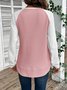 Color Block Crew Neck Casual Cotton T-Shirt