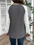 Color Block Crew Neck Casual Cotton T-Shirt
