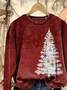 Casual Crew Neck Printing Christmas Tree Sweatshirt