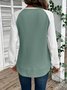 Color Block Crew Neck Casual Cotton T-Shirt