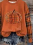 Crew Neck Casual Plaid Loose Sweatshirt