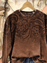 Crew Neck Printing Casual Floral Sweatshirt