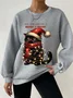 Women's Christmas Cat Blessings Waffle Sweatshirt