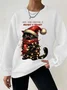 Women's Christmas Cat Blessings Waffle Sweatshirt