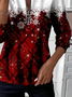Women's Christmas Print Casual Zipper Long Sleeve Sweatshirt