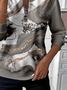 Women's Abstract Print Casual Zip-Up Long Sleeve Sweatshirt