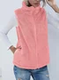 Wool Regular Fit Mock Neck Basic Vest