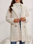 Lapel Collar Casual Loose Plain Teddy Jacket