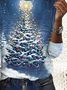 Women's Crew Neck Long Sleeve T-Shirt Christmas Gradient Pattern