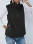 Wool Regular Fit Mock Neck Basic Vest