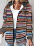 Urban Split Joint Color Block Women's Faux Wool Plaid Striped Jacket
