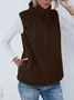 Wool Regular Fit Mock Neck Basic Vest