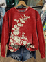 Floral Casual Crew Neck Printing Sweatshirt
