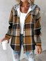 Urban Split Joint Color Block Women's Faux Wool Plaid Striped Jacket
