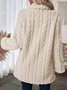 Lapel Collar Casual Loose Plain Teddy Jacket