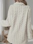 Lapel Collar Casual Loose Plain Teddy Jacket
