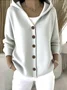 Women Casual Plain Hoodie Long Sleeve Cardigan
