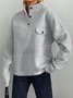 Casual Plain Stand Collar Regular Sleeve Sweatshirt