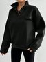 Casual Plain Stand Collar Regular Sleeve Sweatshirt