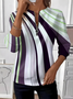 Women's Artistic Stripe Design Everyday Long Sleeve Center Front Zip Sweatshirt