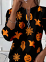 Women's Halloween Print Casual Zipper Long Sleeve Sweatshirt