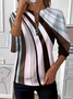 Women's Artistic Stripe Design Everyday Long Sleeve Center Front Zip Sweatshirt