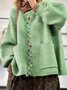 Casual Multicolor Block V Neck Loose Cardigan