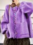 Casual Multicolor Block V Neck Loose Cardigan